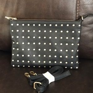 Rhinestone studded black crossbody purse